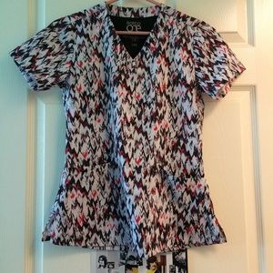 🎴 Red, White, and Black Barco One Scrub Top